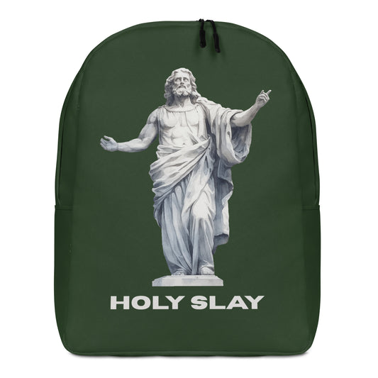 Red backpack with Holy Slay Jesus statue meme graphic – Gen Z streetwear by HouseOfDronx