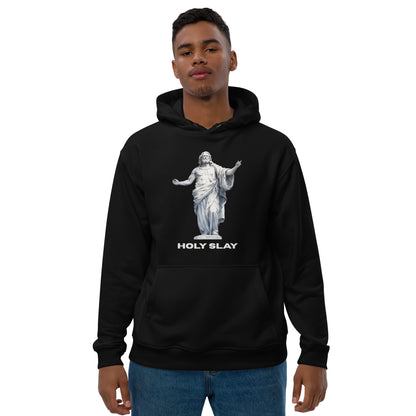 Oversized hoodie Holy Slay meme text – Gen Z streetwear by HouseOfDronx