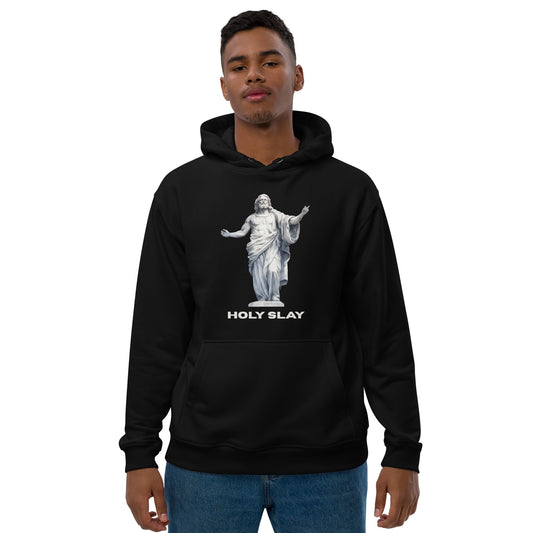 Oversized hoodie Holy Slay meme text – Gen Z streetwear by HouseOfDronx