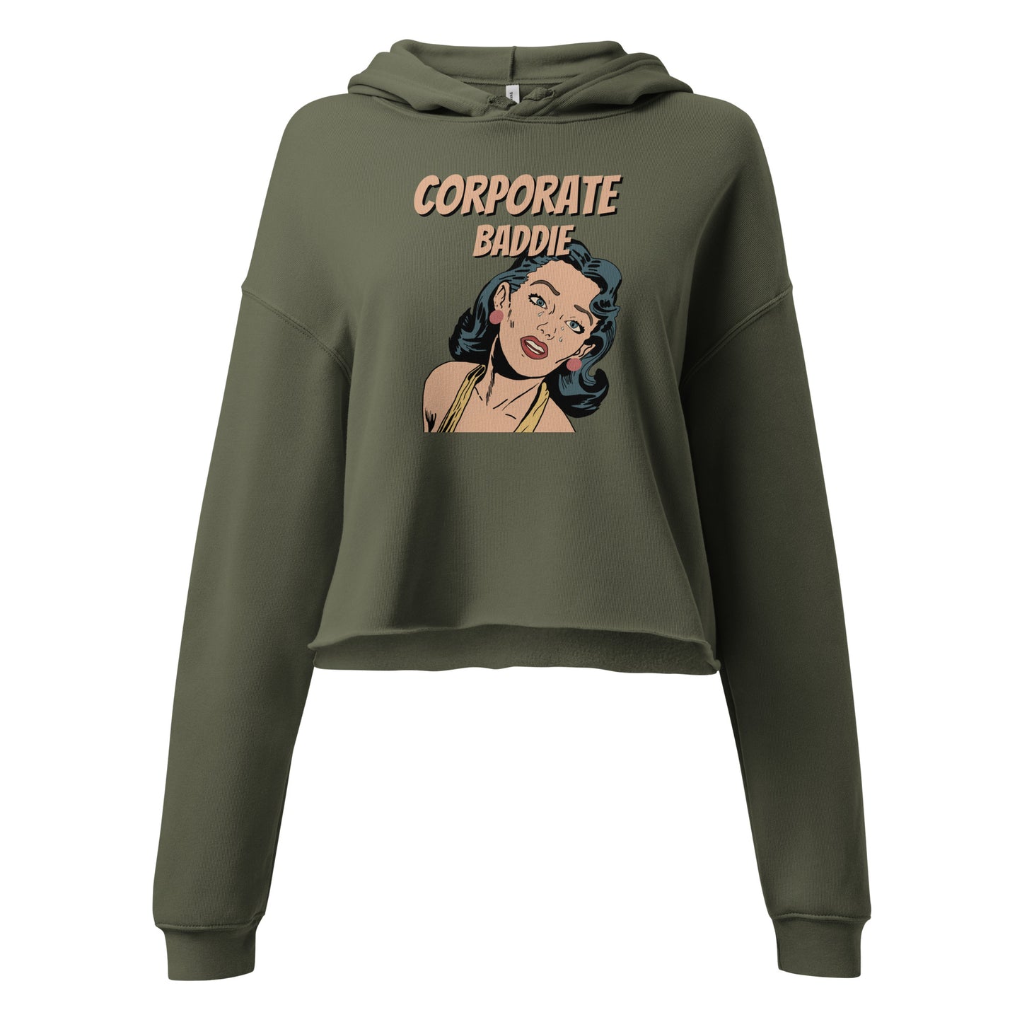 Cropped hoodie with Corporate Baddie print – girlboss pullover by HouseOfDronx


